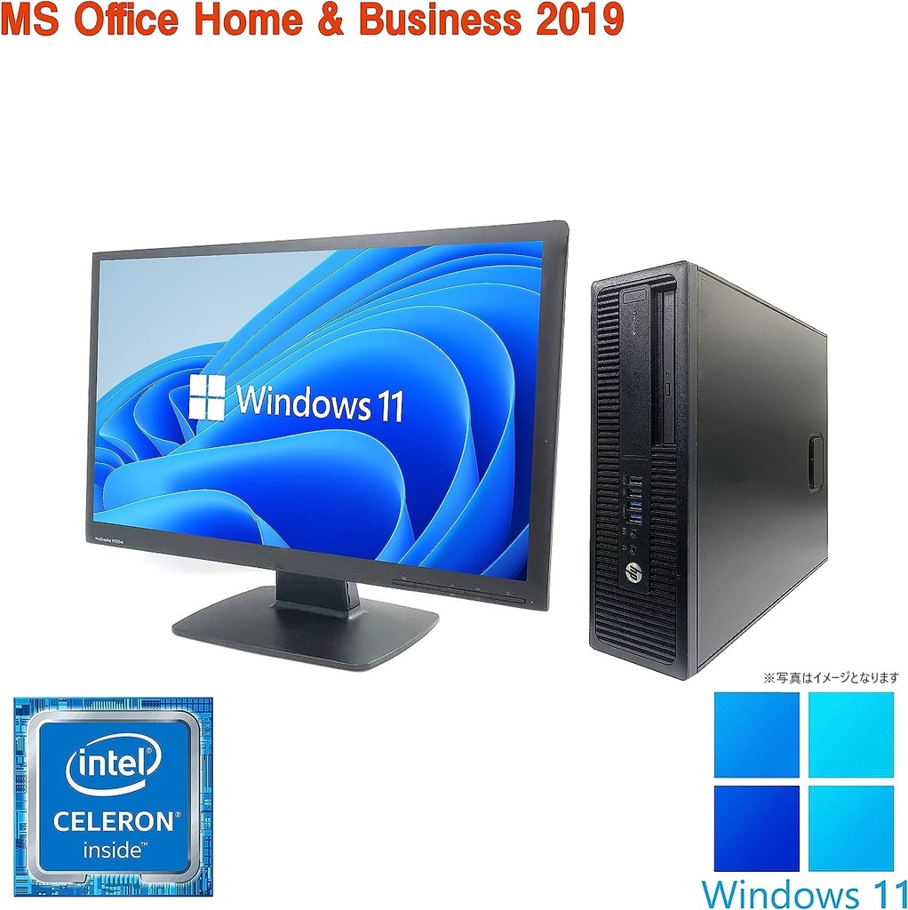 HP (エイチピー) デスクトップPC 600G2/22型液晶セット/Win 11 Pro/MS Office H&B 2019/Celeron G3900/WIFI/Bluetooth/DVD/8GB/256GB SSD (整備済み品)