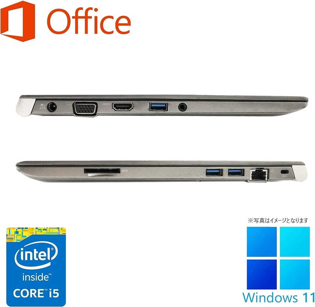 東芝 ノートPC R634/13型/Win 11 Pro/MS Office H&B 2019/Core i5-4210U/WIFI/Bluetooth/HDMI/8GB/256GB SSD (整備済み品)