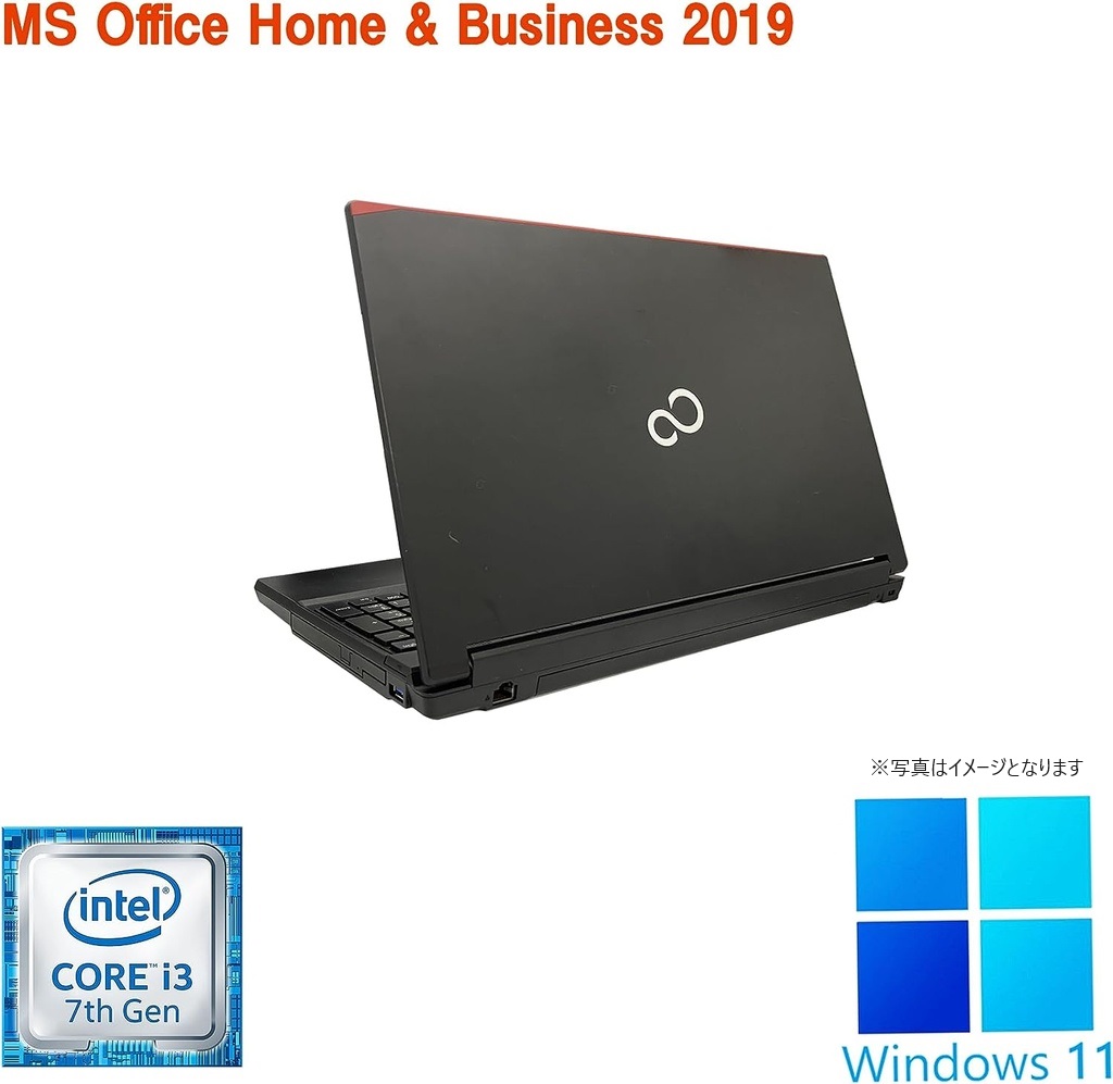 富士通 ノートPC A747/15.6型/10キー/Win 11 Pro/MS Office H&B 2019/Core i3-7100U/WIFI/Bluetooth/HDMI/DVD/8GB/256GB SSD (整備済み品)