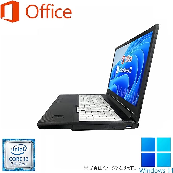 富士通 ノートPC A577/15.6型/Win 11 Pro/MS Office H&B 2019/Core i3-7130U/WIFI/Bluetooth/HDMI/8GB/256GB SSD (整備済み品)