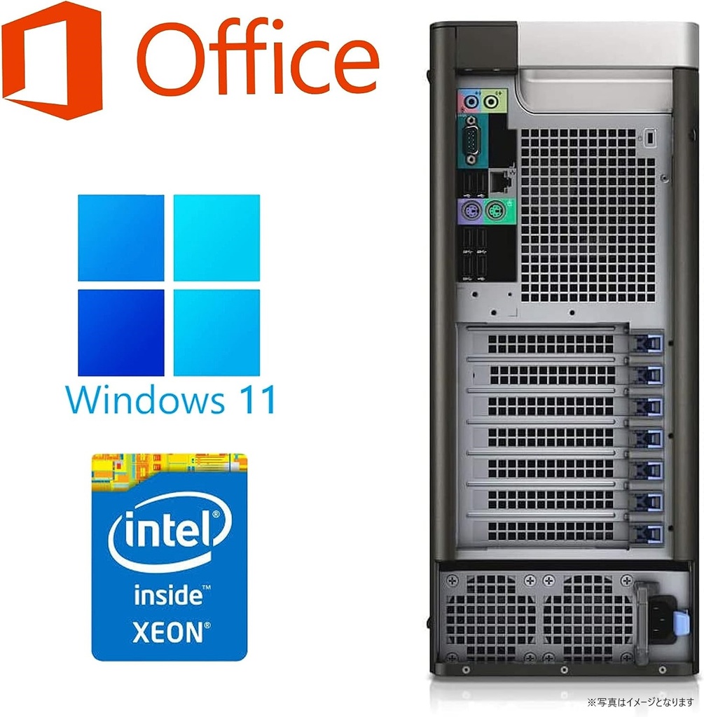 DELL デスクトップPC 5810タワー/Win 11 Pro/MS Office H&B 2019/XEON E5-1603/WIFI/Bluetooth/DVD-RW/16GB/512GB SSD (整備済み品)