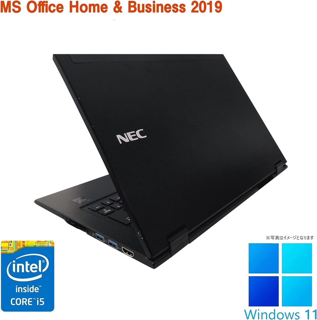 NEC ノートPC VG-S/13.3型2K液晶(2560x1440)/Win 11 Pro/MS Office H&B 2019/Core i5-5200U/WEBカメラ/WIFI/Bluetooth/HDMI/4GB/512GB SSD (整備済み品)