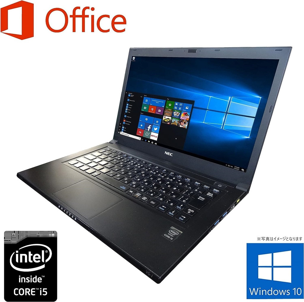 NEC ノートPC VG-J/13.3型2K液晶(2560x1440)/Win 11 Pro/MS Office H&B 2019/Core i5-4210U/WIFI/Bluetooth/HDMI/4GB/512GB SSD (整備済み品)