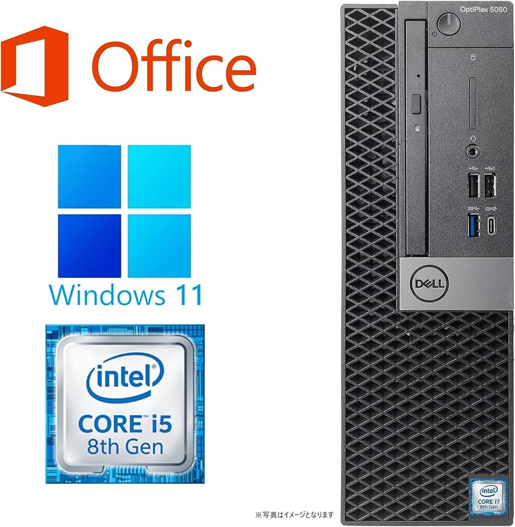 DELL デスクトップPC 5060/Win 11 Pro/MS Office H&B 2019/Core i5-8500/WIFI/Bluetooth/DVD-RW/16GB/256GB SSD (整備済み品)