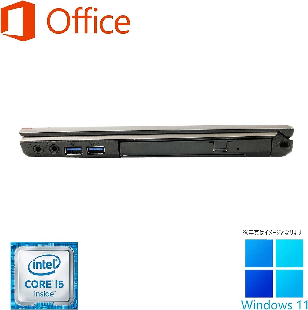 富士通 ノートPC E736/13.3型/Win 11 Pro/MS Office H&B 2019/Core i5-6300U/WIFI/Bluetooth/DVD-RW/16GB/256GB SSD (整備済み品)