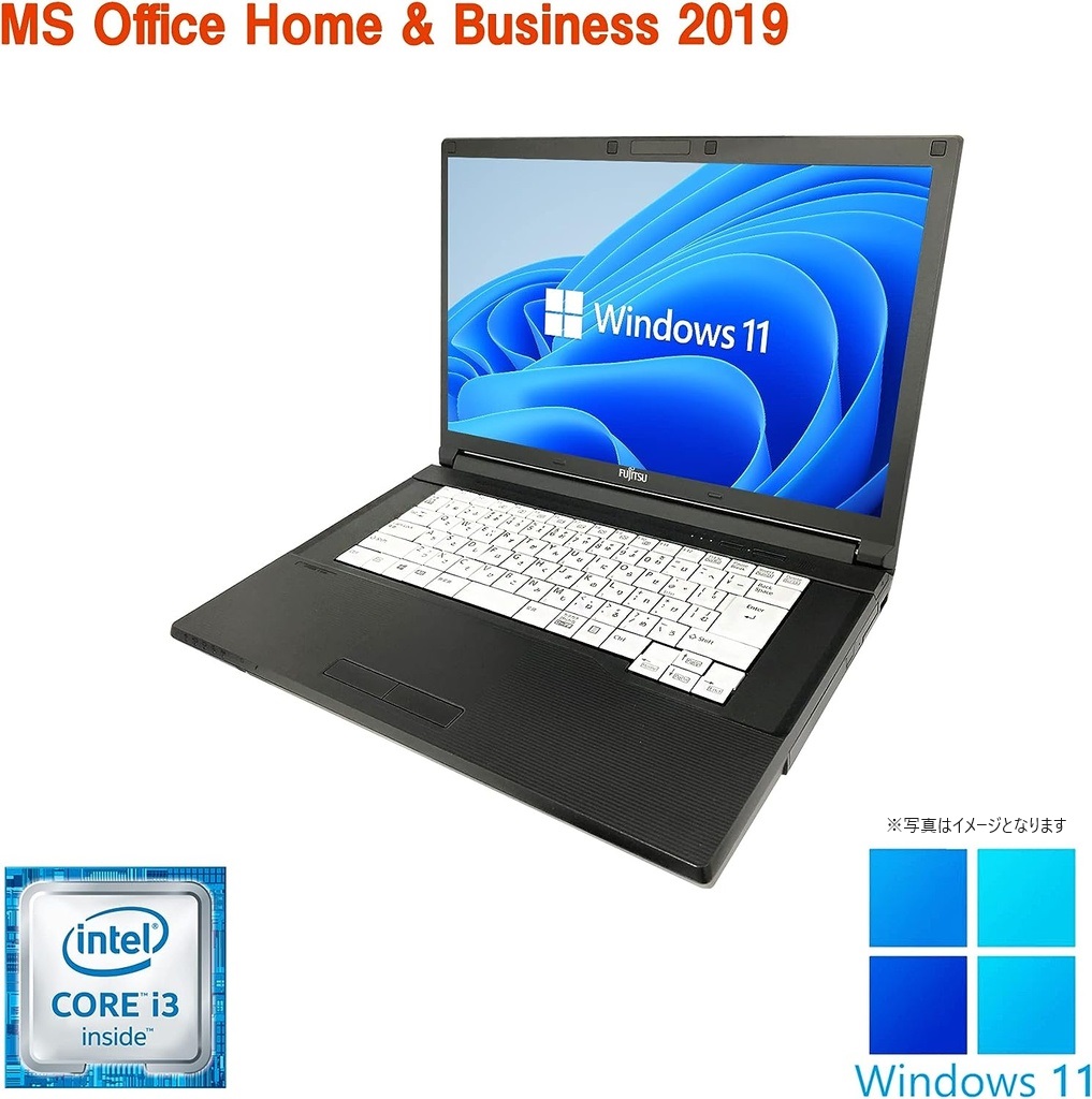 富士通 ノートPC A576/15.6型/Win 11 Pro/MS Office H&B 2019/Core i3-6100U/WIFI/Bluetooth/HDMI/DVD/8GB/256GB SSD (整備済み品)