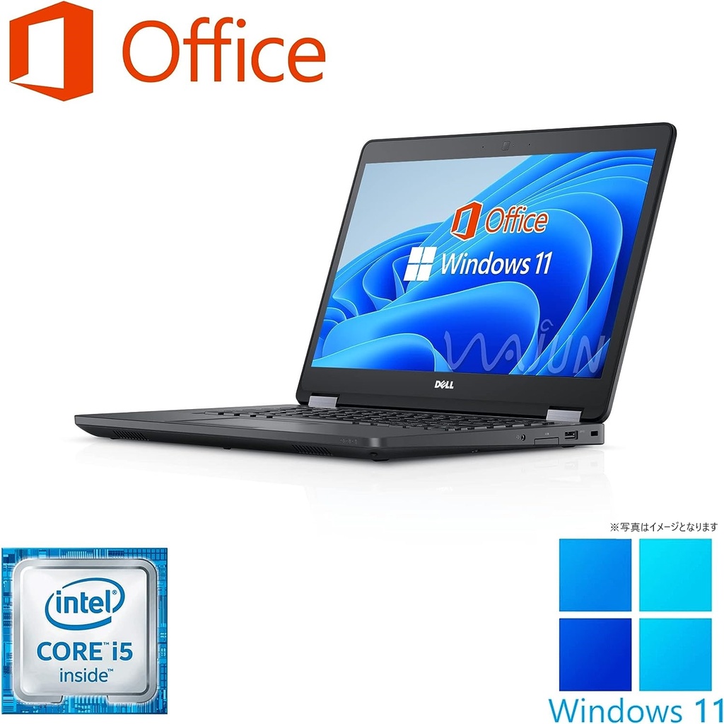 DELL ノートPC E5470/14型/Win 11 Pro/MS Office H&B 2019/Core i5-6300U/WEBカメラ/WIFI/Bluetooth/HDMI/8GB/512GB SSD (整備済み品)