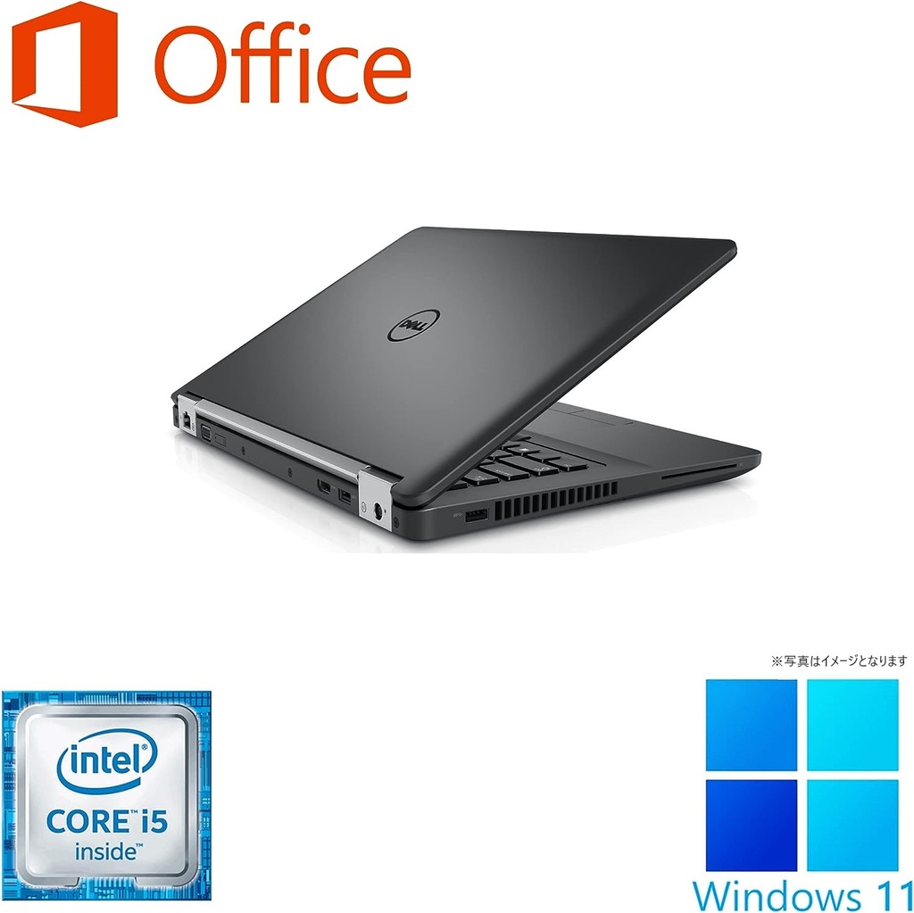 DELL ノートPC E5470/14型/Win 11 Pro/MS Office H&B 2019/Core i5-6300U/WEBカメラ/WIFI/Bluetooth/HDMI/8GB/512GB SSD (整備済み品)