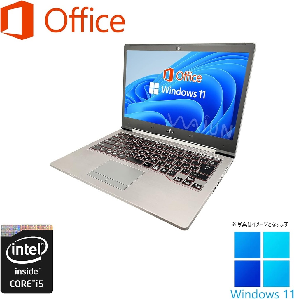 富士通 ノートPC U745/14型/Win 11 Pro/MS Office H&B 2019/Core i5-5300U/WEBカメラ/WIFI/Bluetooth/8GB/256GB SSD (整備済み品)