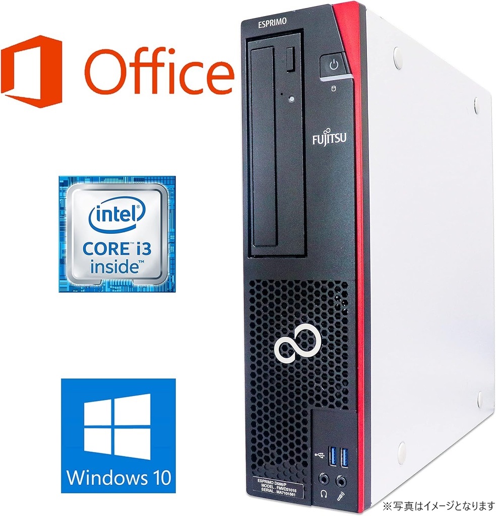 富士通 デスクトップPC D583/Win 10 Pro/MS Office H&B 2019/Core i3-4130/WIFI/Bluetooth/DVD/4GB/128GB SSD (整備済み品)