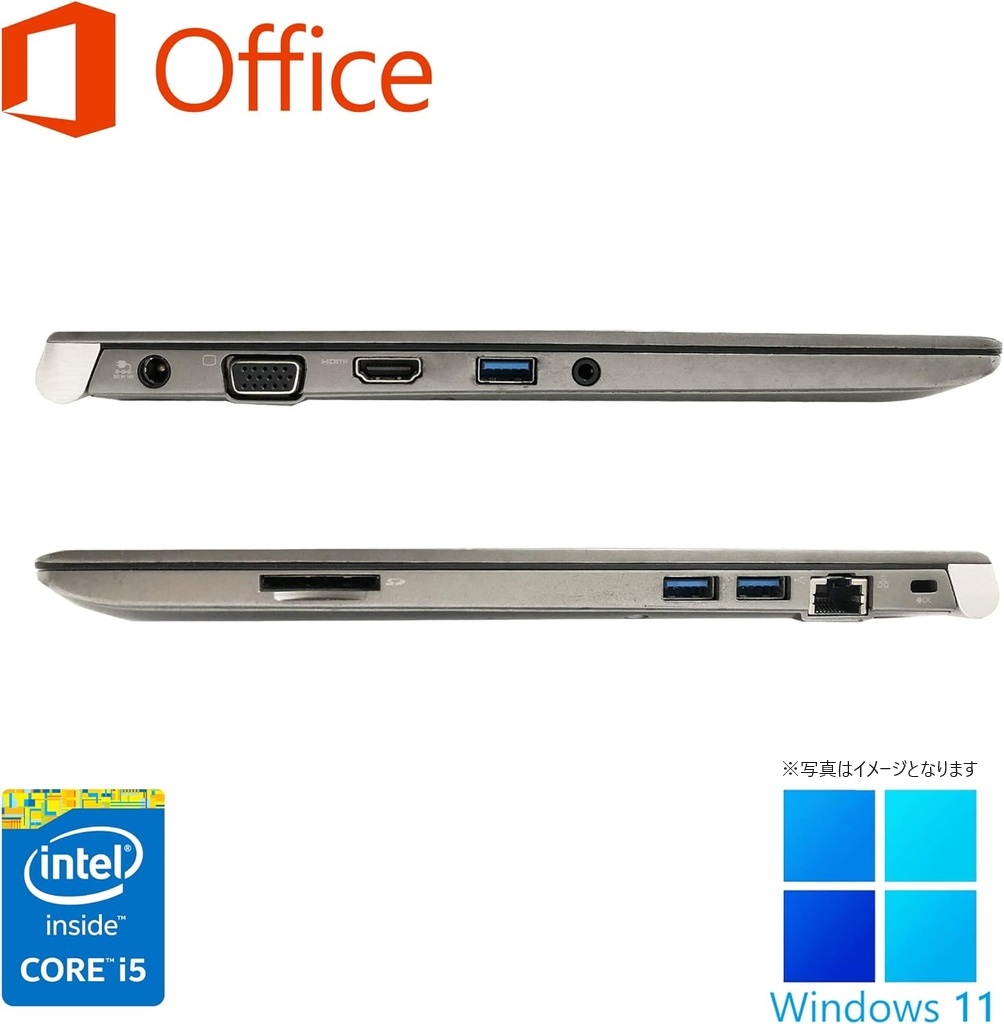 東芝 ノートPC R634 or R734/13.3型/Win11 Pro/MS Office H&B 2019/Core i5-第４世代/WIFI/HDMI/8GB/128GB SSD (整備済み品)