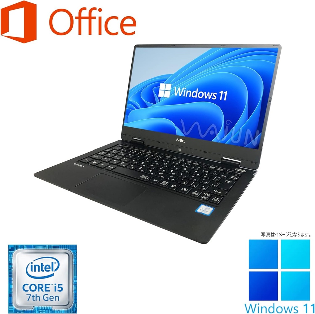 NEC ノートPC VH-1/12.5型フルHD/Win 11 Pro/MS Office H&B 2019/Core i5-7Y54/WEBカメラ/WIFI/Bluetooth/HDMI/4GB/128GB SSD (整備済み品)
