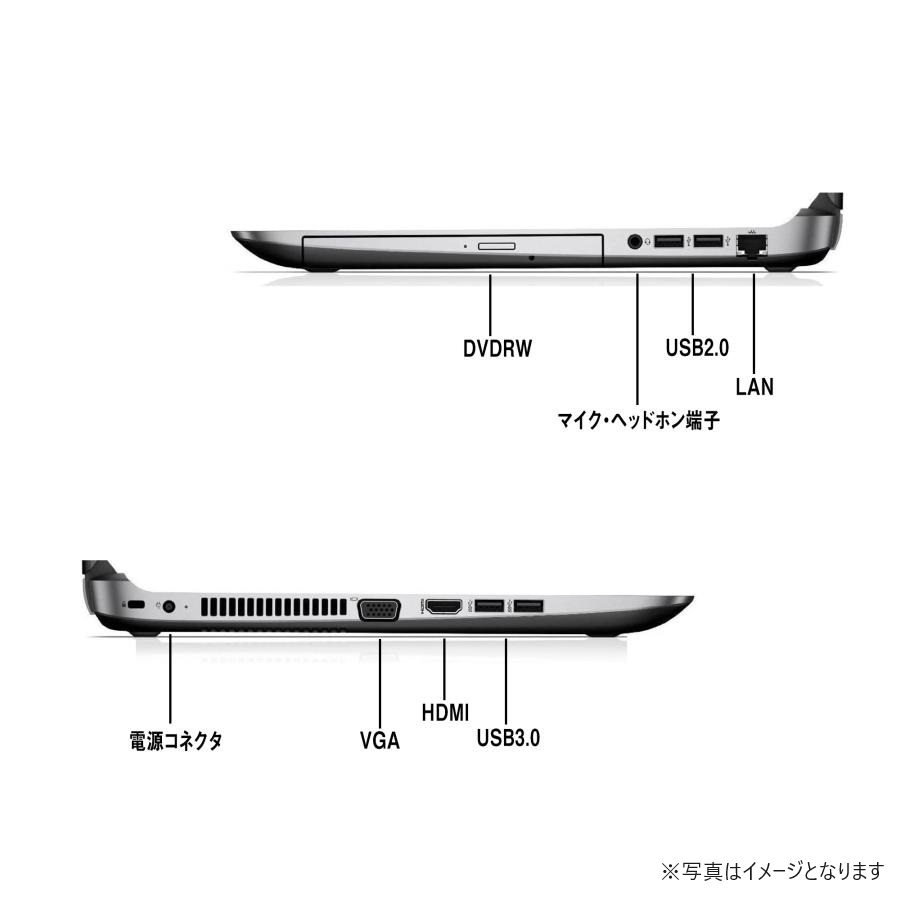 ノートパソコン ノートPC 中古PC MS Office Win11 第6世代CORE i5 SSD256+HDD500GB メモリ8GB 15.6インチ HDMI DVDRW テンキー Bluetooth HP ProBook 450G3