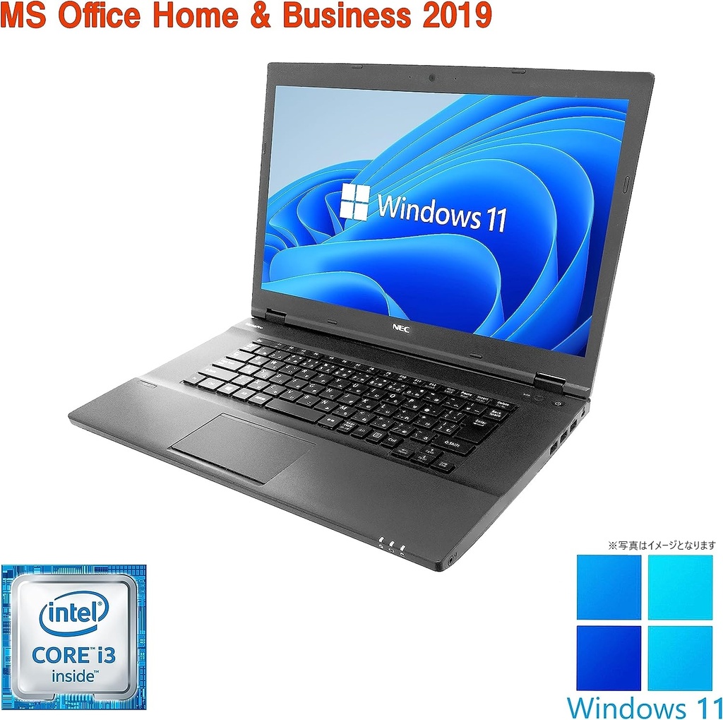 NEC 中古ノートPC VK23/15.6型/Win 11 Pro/MS Office H&B 2019/Core i3-6世代/WIFI/Bluetooth/HDMI/16GB/256GB SSD (整備済み品)