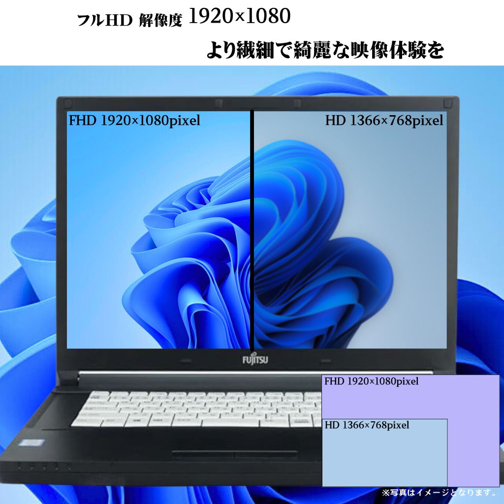 富士通 ノートパソコン A577/15.6型フルHD/Win11 Pro/MS office H&B 2019/Core i5 第7世代/WIFI/Bluetooth/HDMI/USB3.0/DVD-RW/メモリ16GB/新品SSD512GB（整備済み品）