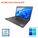 ノートパソコン 整備済み品 レノボ ノートPC E570/15.6型/Win 11 Pro/MS Office H&B 2019/第六世代Core i3-6100U/カメラ/Bluetooth/テンキー/4GB/128GB SSD