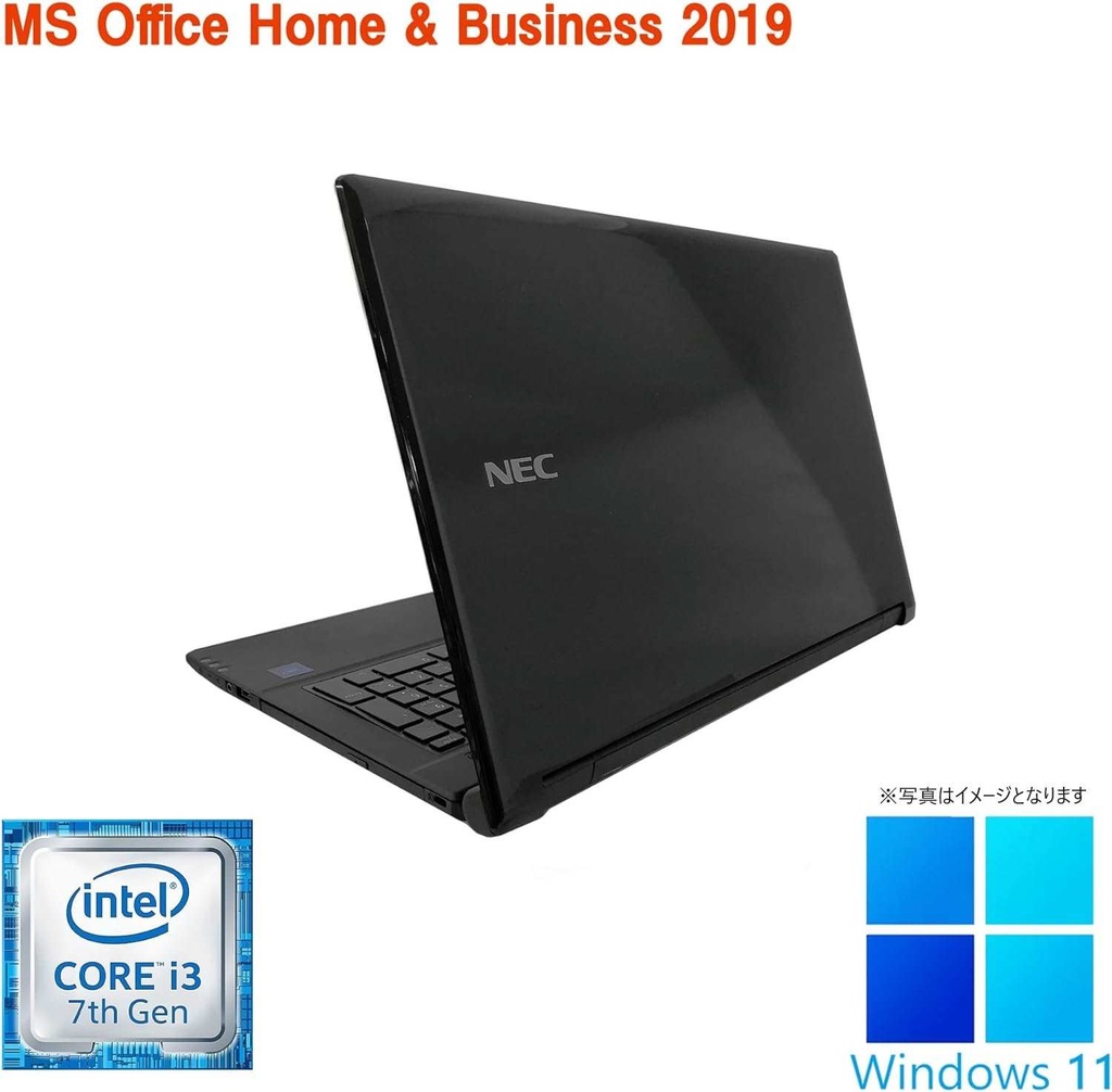 【整備済み品】NEC ノートPC VF-3 / 15.6型 / 10キー / Win 11 Pro/MS Office H&B 2019 / i3-7020U / WEBカメラ/Bluetooth/wajunのWIFI/HDMI/DVD-RW / 16GB / 256GB SSD