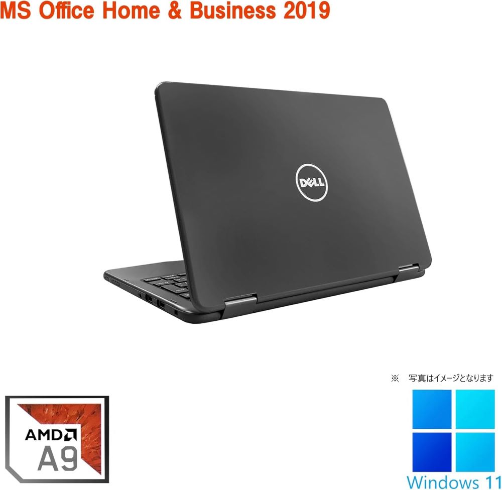 タッチパネル機能搭載 11.6型 ノートPC/DELL （デル）3185 / Win11 Pro/MS Office H&B 2019 / AMD A9-9420e / WEBカメラ/wajunのWIFI/Bluetooth/HDMI / 8GB/128GB SSD