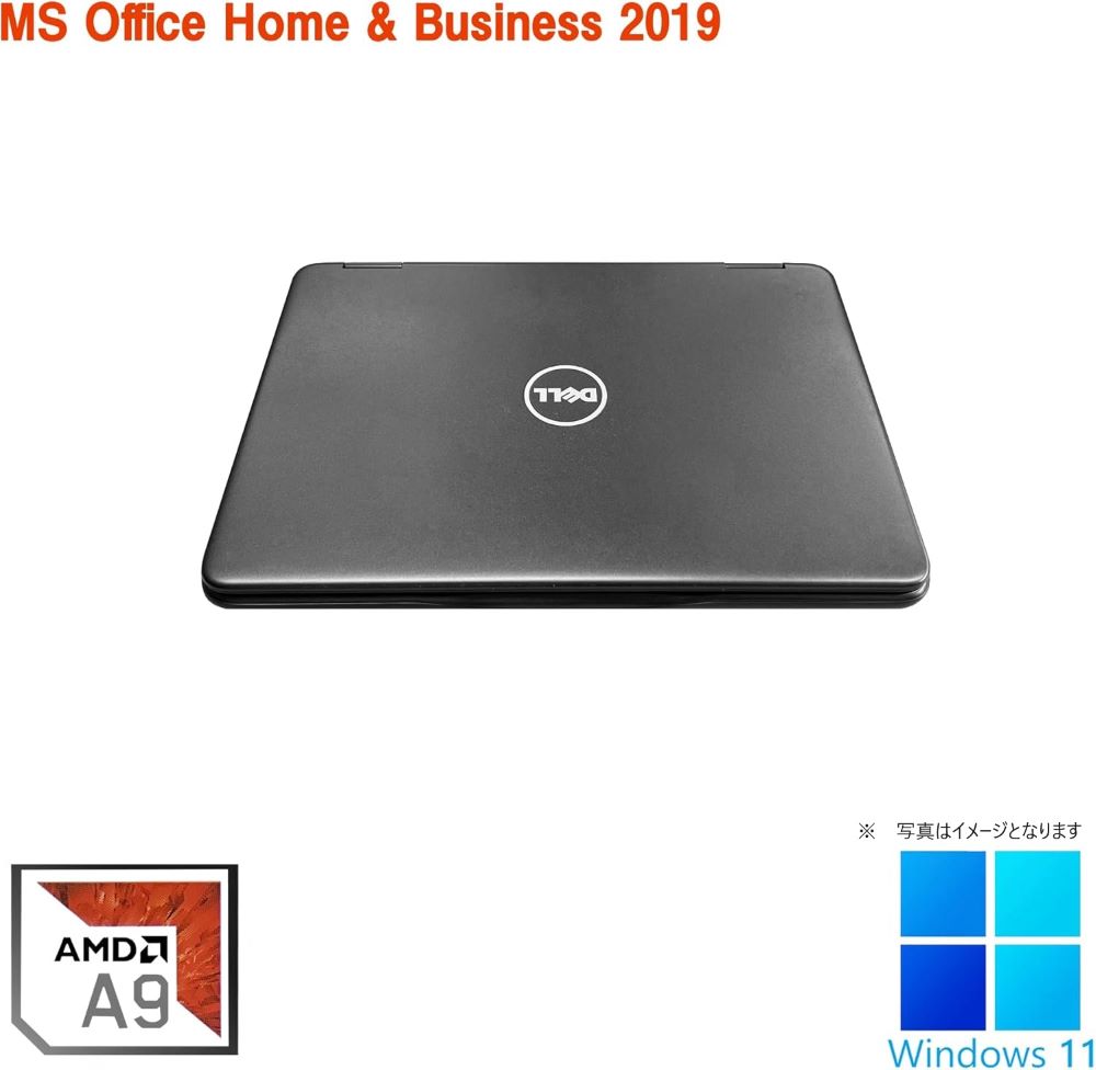 タッチパネル機能搭載 11.6型 ノートPC/DELL （デル）3185 / Win11 Pro/MS Office H&B 2019 / AMD A9-9420e / WEBカメラ/wajunのWIFI/Bluetooth/HDMI / 8GB/128GB SSD