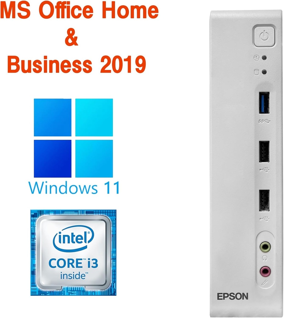 EPSON（エプソン） ミニPC ST180 / Win 11 Pro/MS Office H&B 2019 / Core i3-6100T /WIFI/Bluetooth/HDMI /16GB/512GB SSD/整備済み中古品