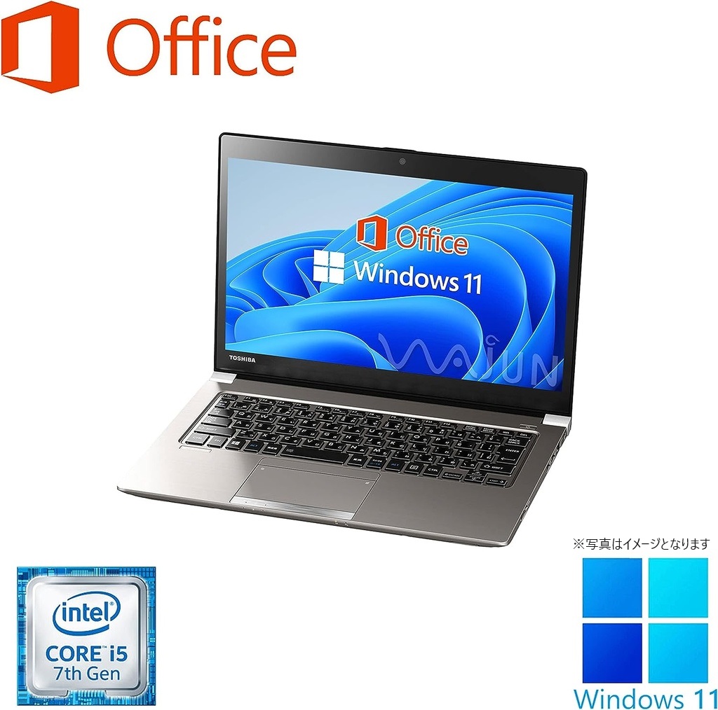 ノートパソコン ノートPC 中古PC MS Office Win11 第7世代CORE i5 高速SSD128GB メモリ8GB 13.3インチ Ｂluetooth HDMI USB3.0 東芝 Dynabook R73