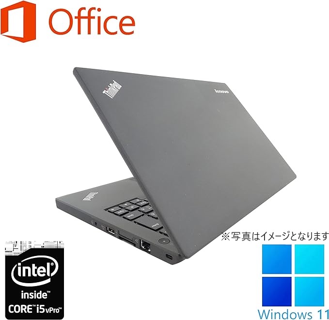 ノートパソコン ノートPC 中古パソコン 軽量 MS Office2019 Win11 第5世代Core i5 メモリ8GB 高速SSD512 12.5型 USB3.0 カメラ Bluetooth ThinkPad レノボX250