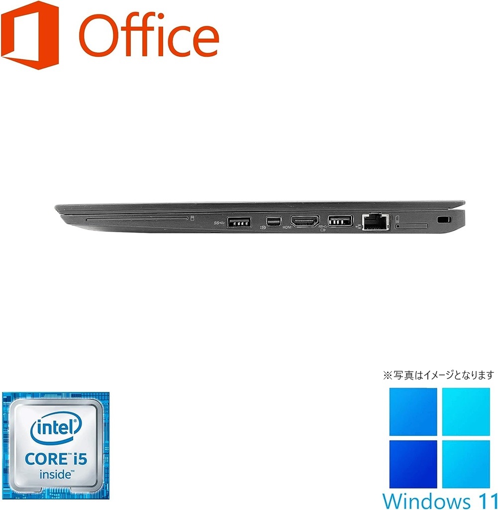 Lenovo (レノボ) ノートPC T460/14型フルHD/Win 11 Pro/MS Office H&B 2019/Core i5-6300U/WEBカメラ/WIFI/Bluetooth/HDMI/16GB/512GB SSD (整備済み品)