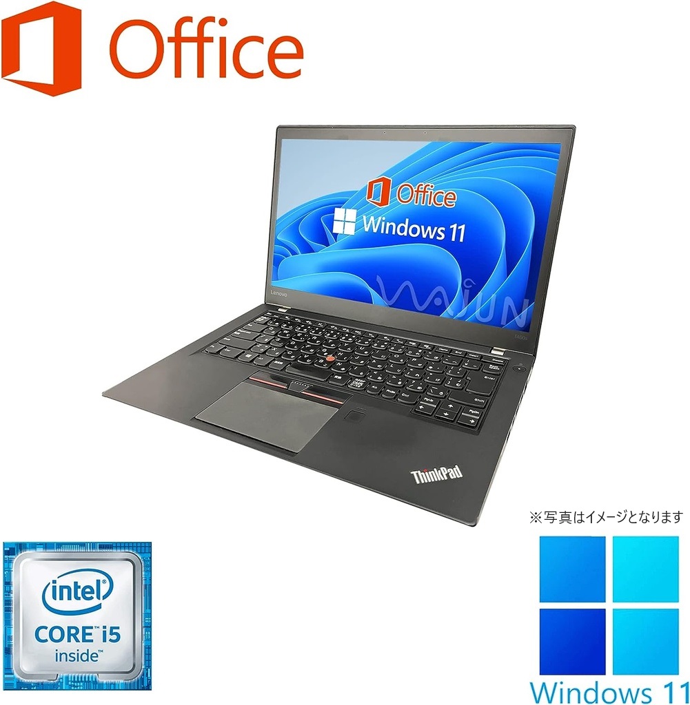 Lenovo (レノボ) ノートPC T460/14型フルHD/Win 11 Pro/MS Office H&B 2019/Core i5-6300U/WEBカメラ/WIFI/Bluetooth/HDMI/16GB/512GB SSD (整備済み品)