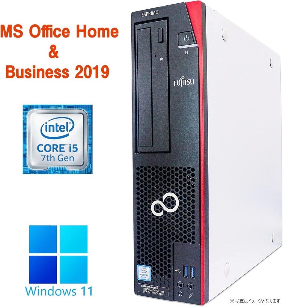 富士通 現行デスクトップPC D587/超大画面22型フルHD液晶セット/Win 11 Pro/MS Office H&B 2019/第7世代Core i5-7500/WIFI/Bluetooth/DVD/8GB/256GB SSD (整備済み品)