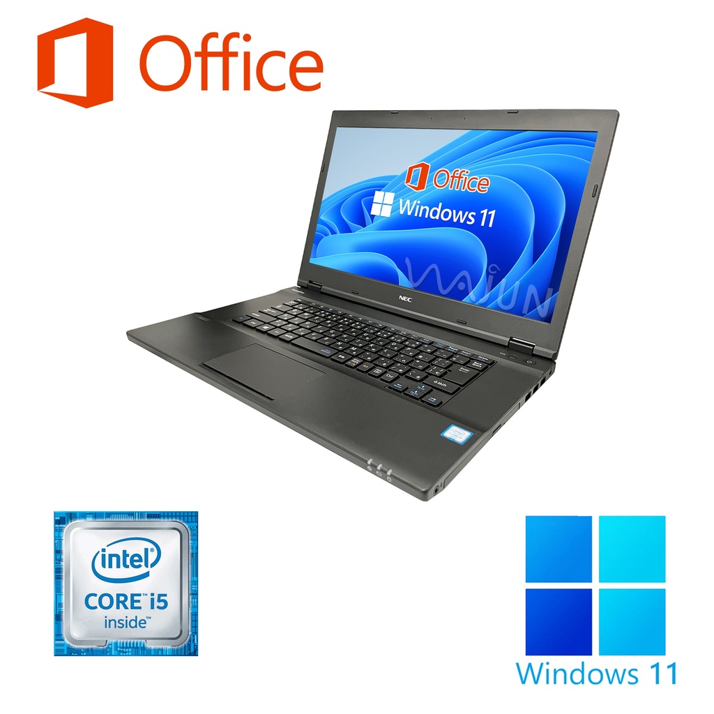 NEC ノートPC VX-U/15.6型/Win 11 Pro/MS Office H&B 2019/Core i5-6200U/WIFI/Bluetooth/HDMI/DVD/8GB/1TB SSD (整備済み品)