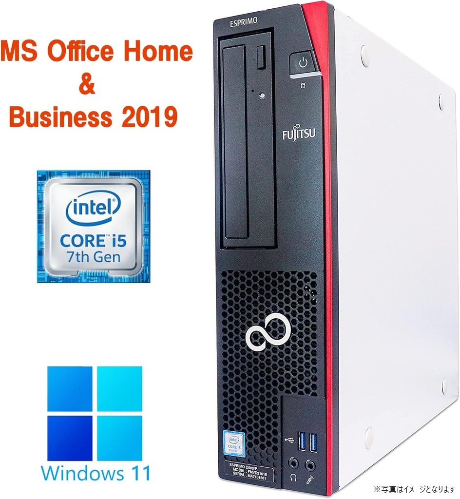 富士通 現行デスクトップPC D587/Win 11 Pro/MS Office H&B 2019/第7世代Core i5-7500/WIFI/Bluetooth/DVD/8GB/256GB SSD (整備済み品)