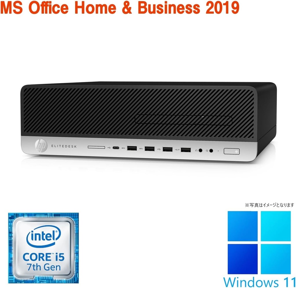 エイチピー デスクトップPC 800G3/Win 11 Pro/MS Office H&B 2019/Core i5-7500/WIFI/Bluetooth/DVD/16GB/512GB SSD (整備済み品)