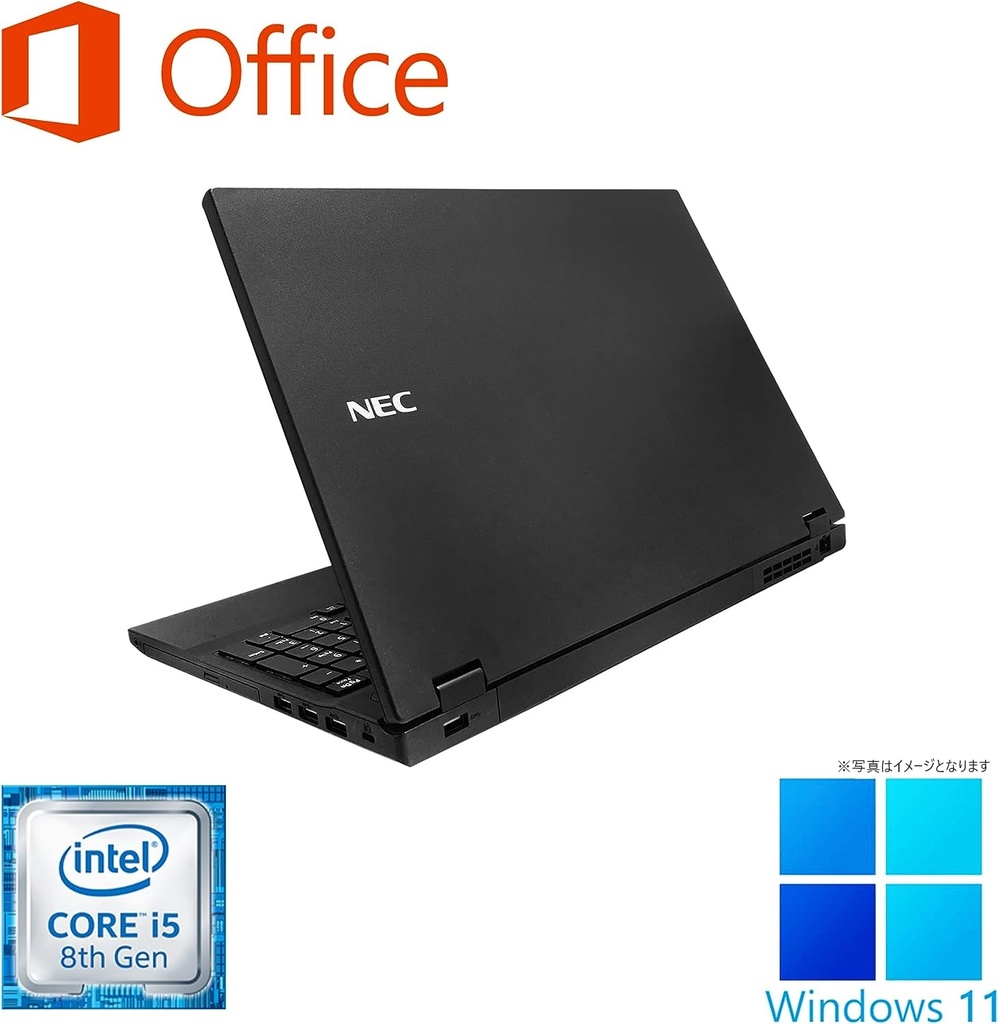 NEC ノートPC VE-3/15.6型/10キー/Win 11 Pro/MS Office H&B 2019/Core i5-7200U/WEBカメラ/WIFI/Bluetooth/HDMI/DVD/8GB/256GB SSD (整備済み品)