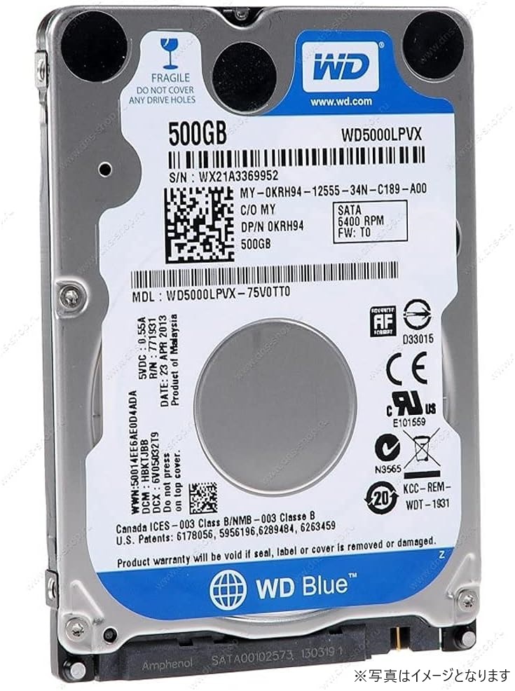 WESTERNDIGITAL 内蔵 ハードディスク 2.5インチ　500GB 8MB SATA 7mm WD5000LPVX