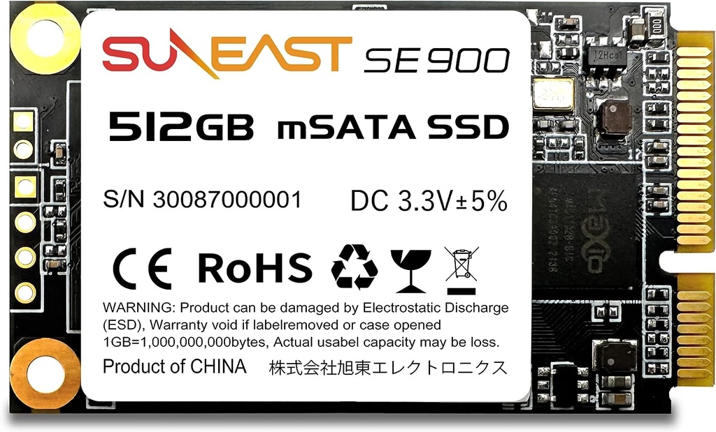 SUNEAST SSD 内蔵SSD 512GB SE900 Msata Solid State Drive SSD mSATA ミニ ハードディスク 3.0 6Gb/s 3D NAND採用 サンイースト 国内3年保証 SE900MSA3-512G