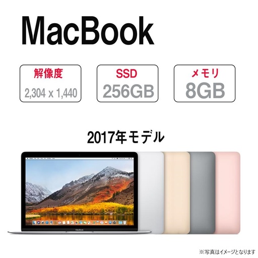 中古 Apple MacBook 12インチ, 1.2GHzデュアルコアIntel Core M3-7Y32（最大3.0GHz）, メモリ8GB SSD256GB グレー色